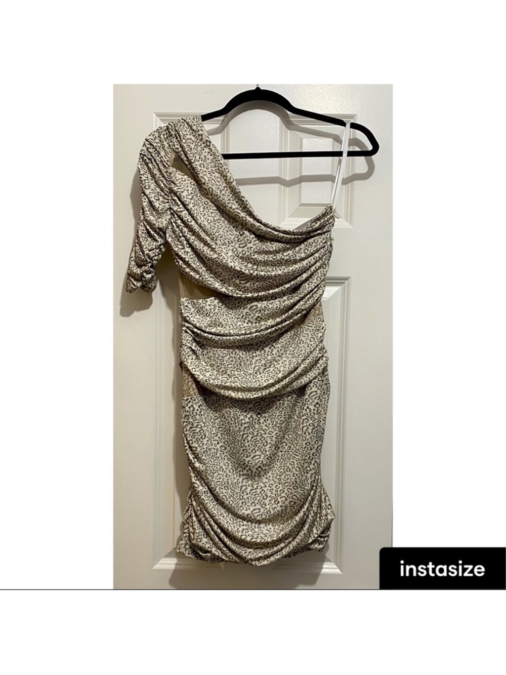 Ark & Co One-Shoulder Ruched Leopard-Print Mini Dress - Cream